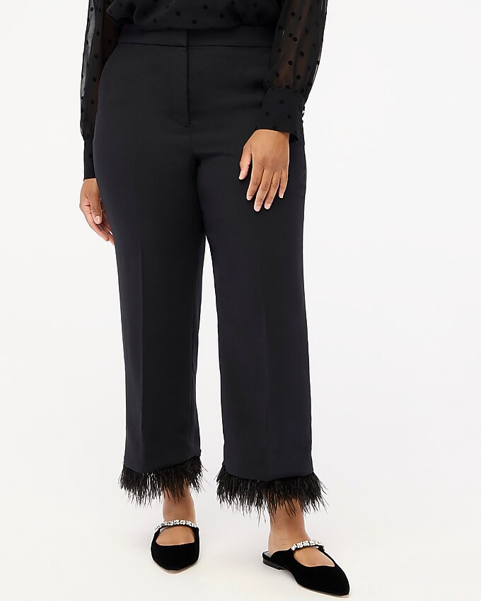 Feather-trim flare cropped pant | J.Crew Factory