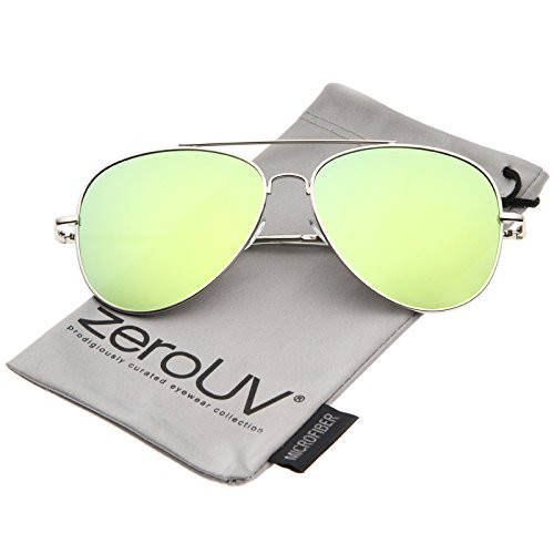 zeroUV - Large Full Metal Color Mirror Teardrop Flat Lens Aviator Sunglasses 60mm | Amazon (US)