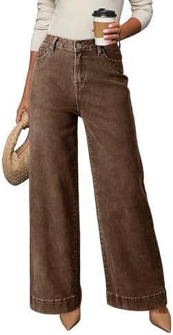 Dokotoo Women's Casual High Waisted Jeans Stretch Wide Leg Loose Denim Pant | Baggy Jeans Women, ... | Amazon (US)