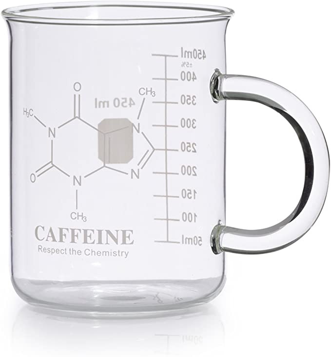 Caffeine Beaker Mug, Caffeine Molecule Mug - Chemistry Mug 16 oz Borosilicate Glass Coffee Mugs w... | Amazon (US)