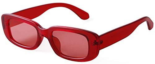 Laurinny Red Sunglasses for Women Men 90s Vintage Rectangle Sunglasses Trendy Square Glasses | Amazon (US)