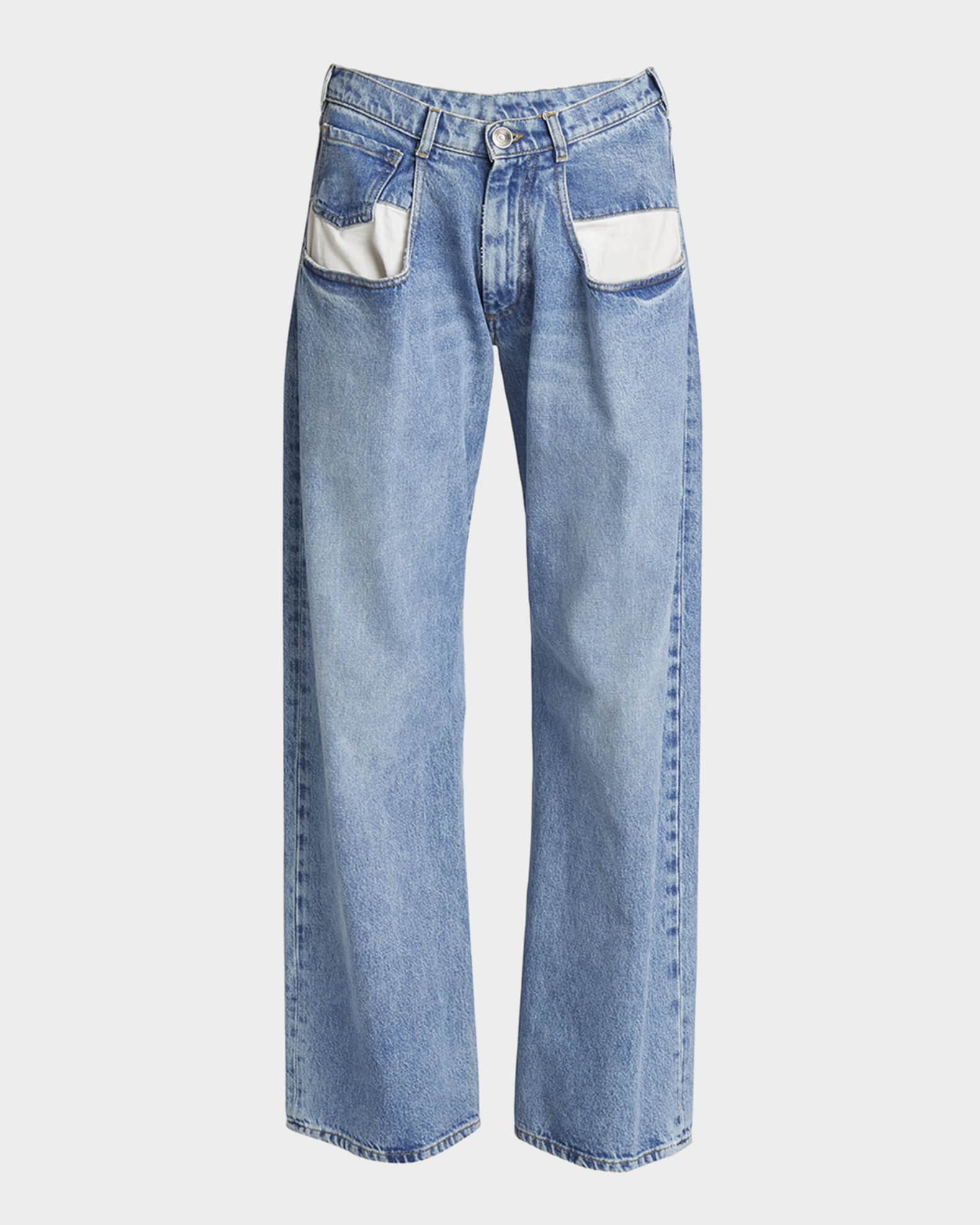 5-Pocket Wide-Leg Denim Pants | Neiman Marcus