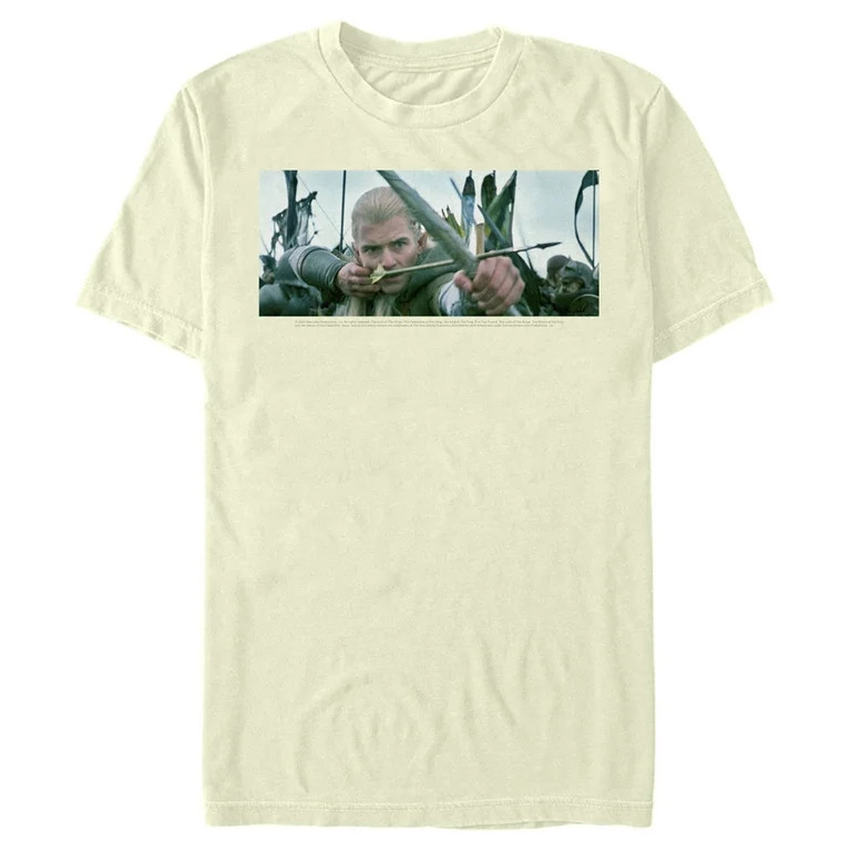 Men's The Lord of the Rings Fellowship of the Ring Legolas Bow and Arrow  Graphic Tee Beige 3X La... | Walmart (US)