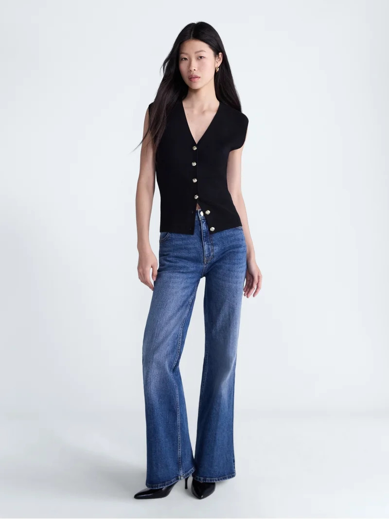 Scoop Women\u2019s and Women\u2019s Plus High Rise Creased Flare Jeans, 30'' Inseam, Sizes 0-28W | Walmart (US)