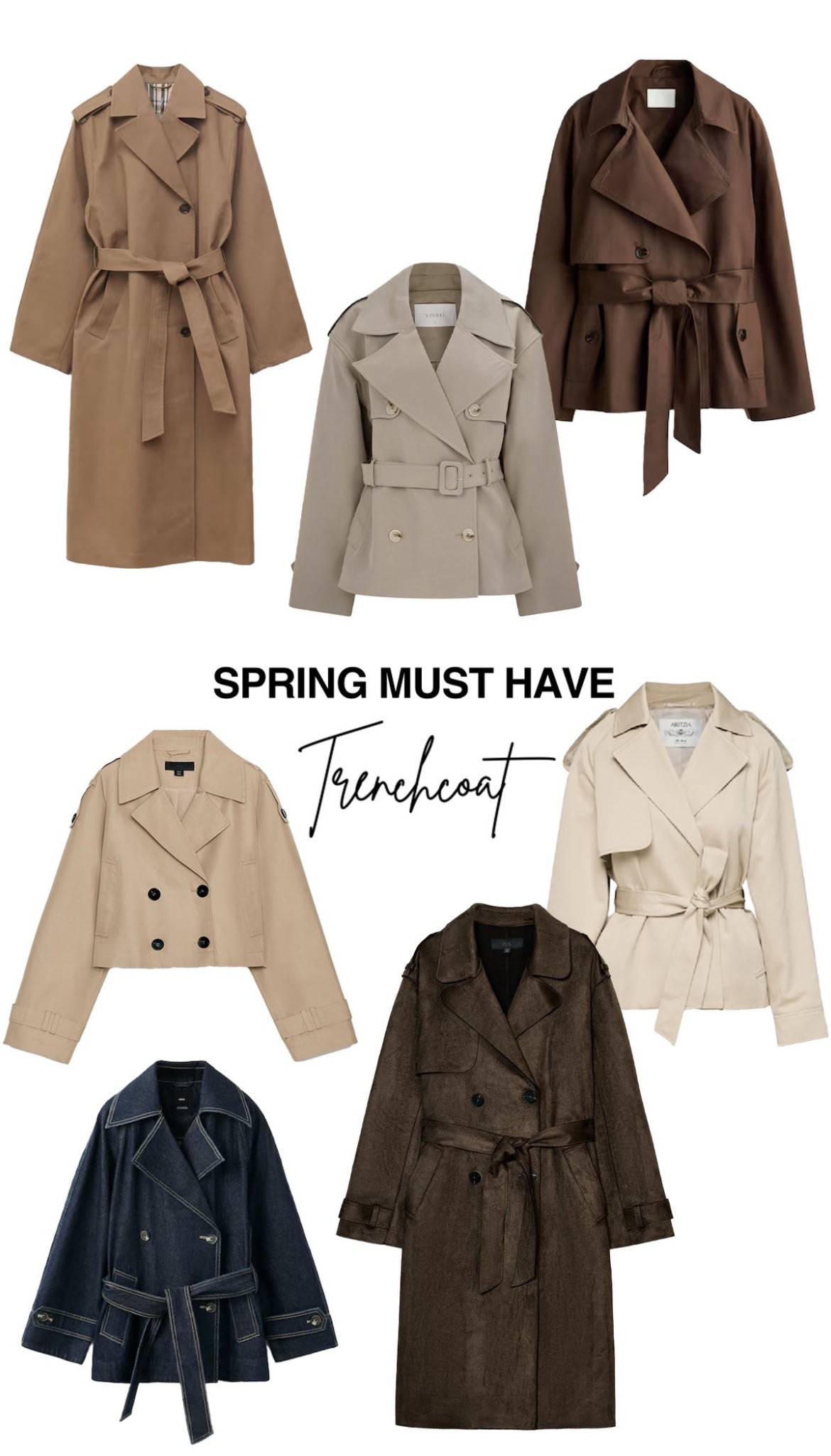 Trench coats for spring 🌸

A timeless wardrobe staple! 
#trenchcoat #suede #denim #crop #zara #hm #asos

#LTKstyletip