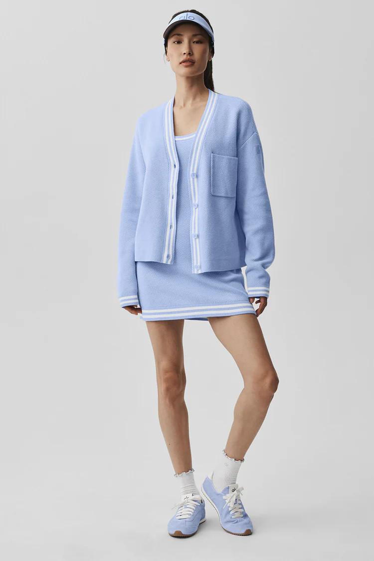 Tennis Club Sweater Knit Dress - Light Provence Blue/White | Alo Yoga (US)