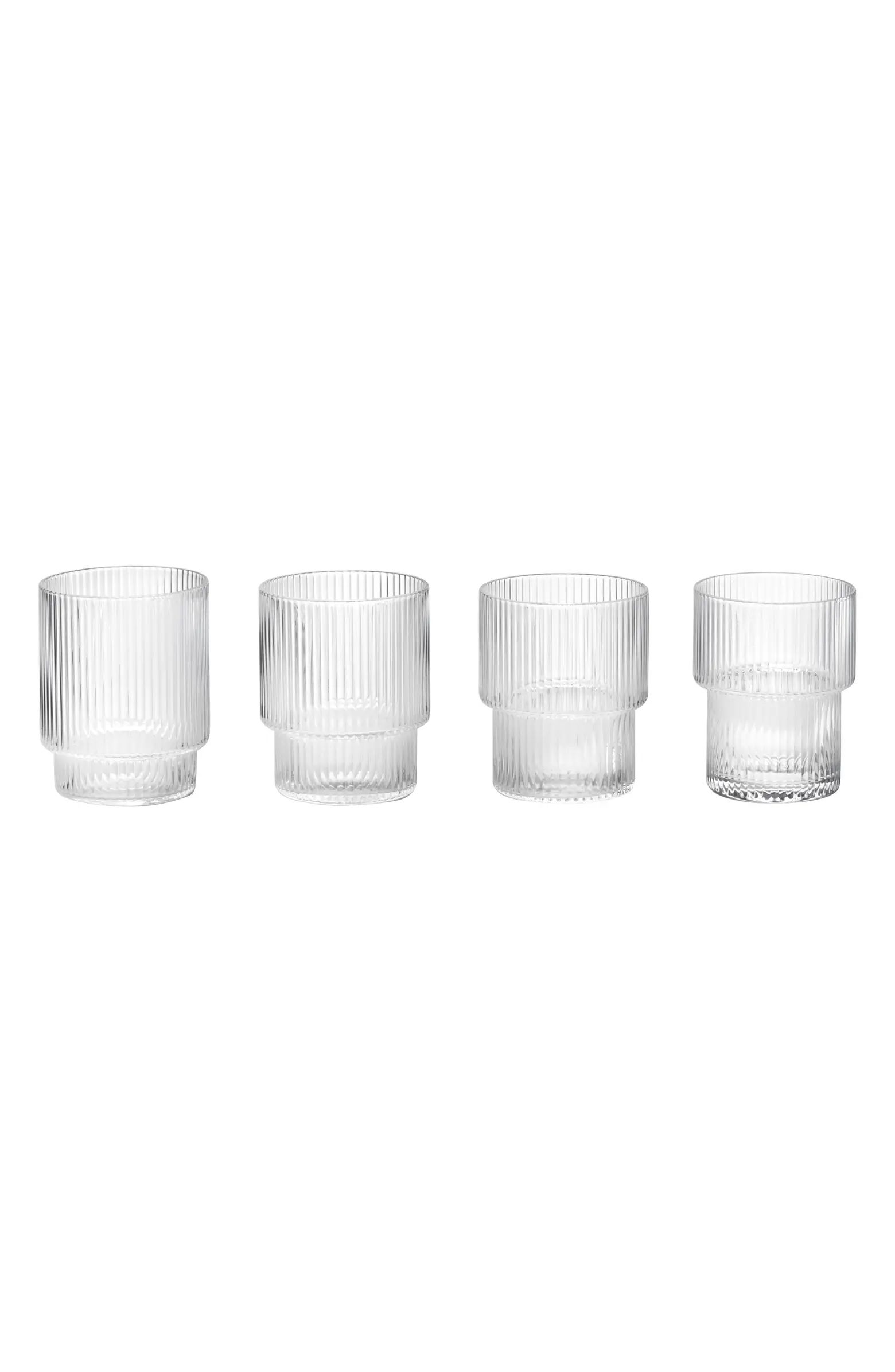 ferm LIVING Set of 4 6.7-Ounce Ripple Fluted Clear Tumblers | Nordstrom | Nordstrom