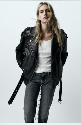 ZARA FAUX LEATHER OVERSIZE JACKET BLACK SIZE L | 3427/811  | eBay | eBay US