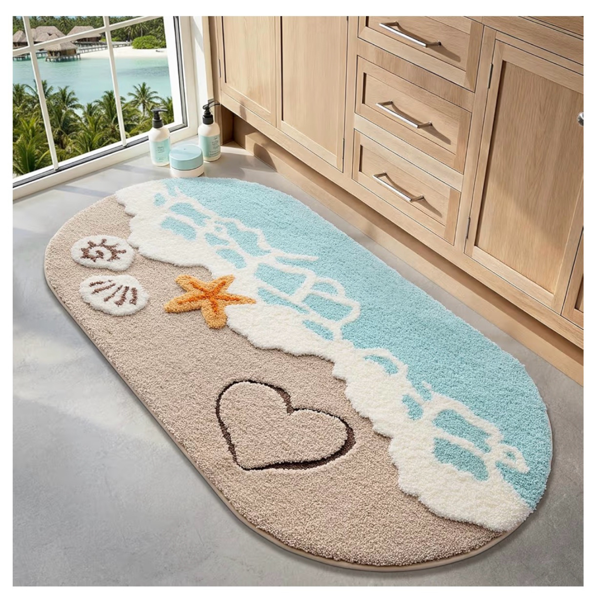LUMI
Soft and Absorbent Beach Bathroom Rug, Non-Slip Backing, Ideal for Bathroom, Kitchen and Entryway Decor, Sea Beach Starfish Shell Bath Decor, Blue, 30"x60"

#LTKMothersDay #LTKHome #LTKSeasonal