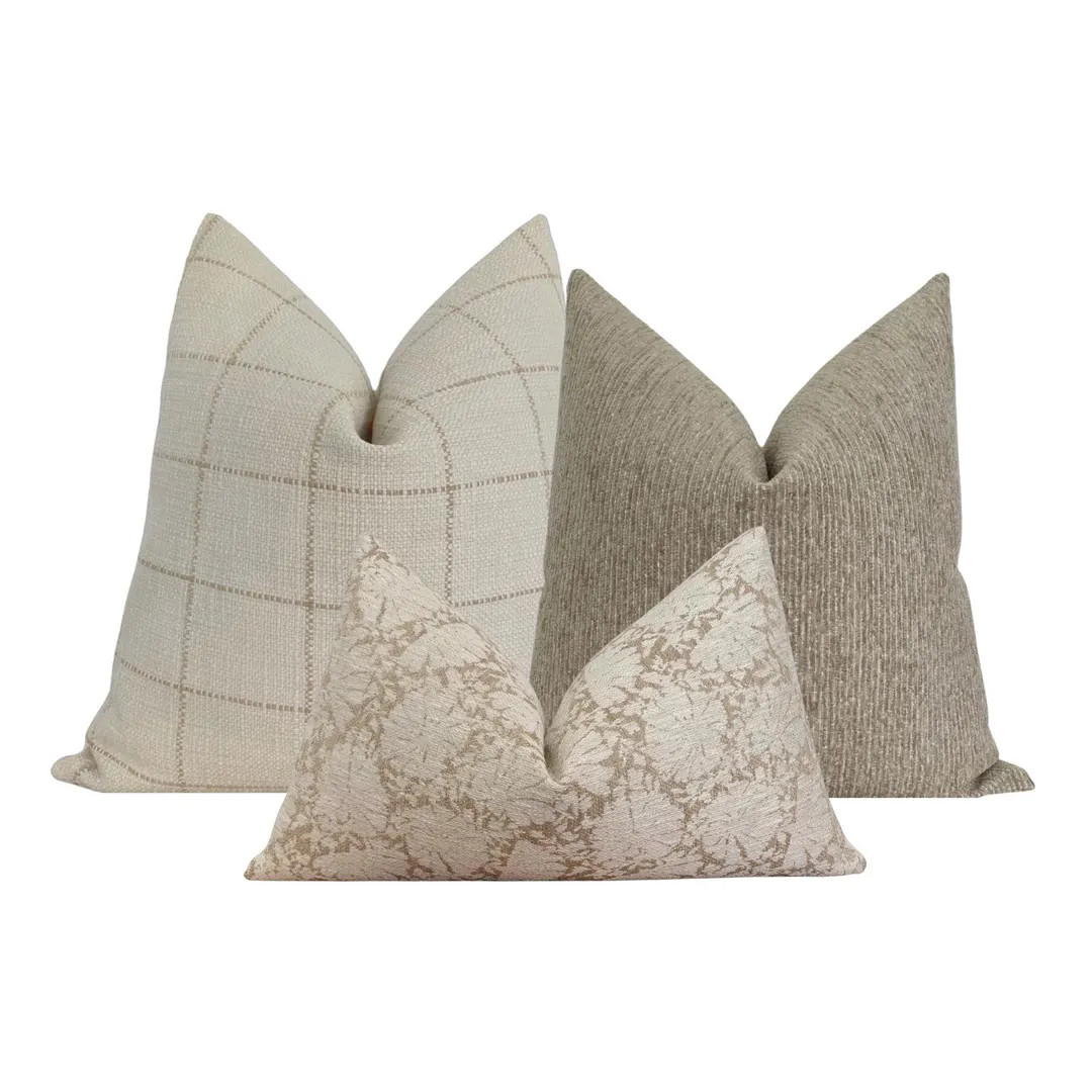 Light Brown Neutral Pillow Set, Cover Only - Etsy | Etsy (US)