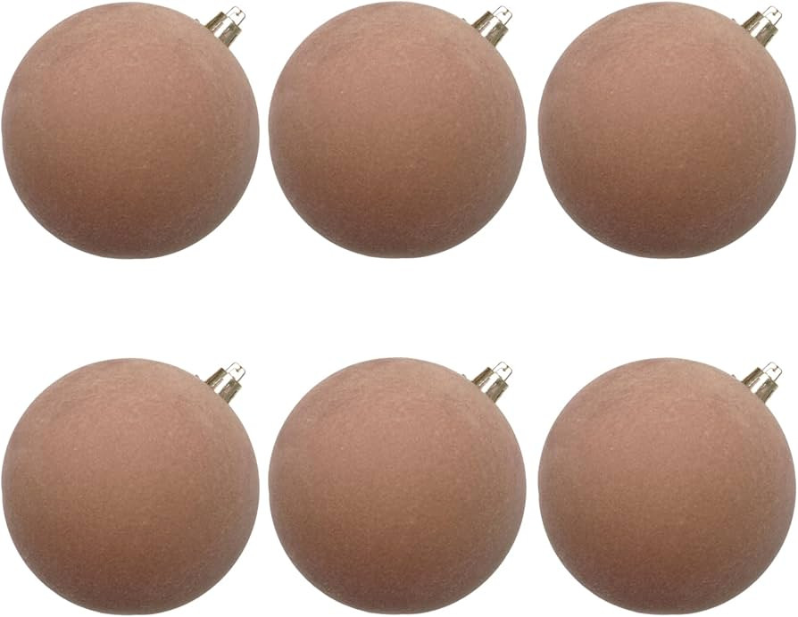 Senjie 4inch Velvet Christmas Balls Flocked Christmas Tree Ornaments 6pcs Plastic Balls Xmas Hang... | Amazon (US)