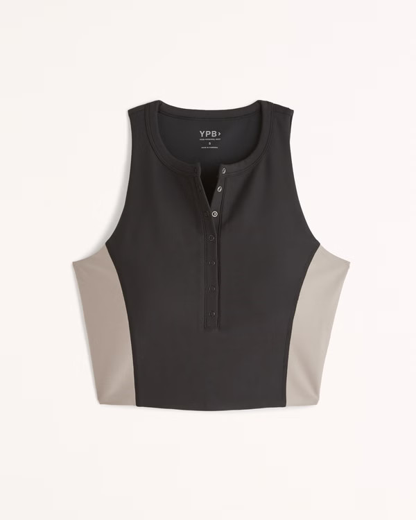 YPB sculptLUX Curve Love Plunge Henley Slim Tank | Abercrombie & Fitch (US)