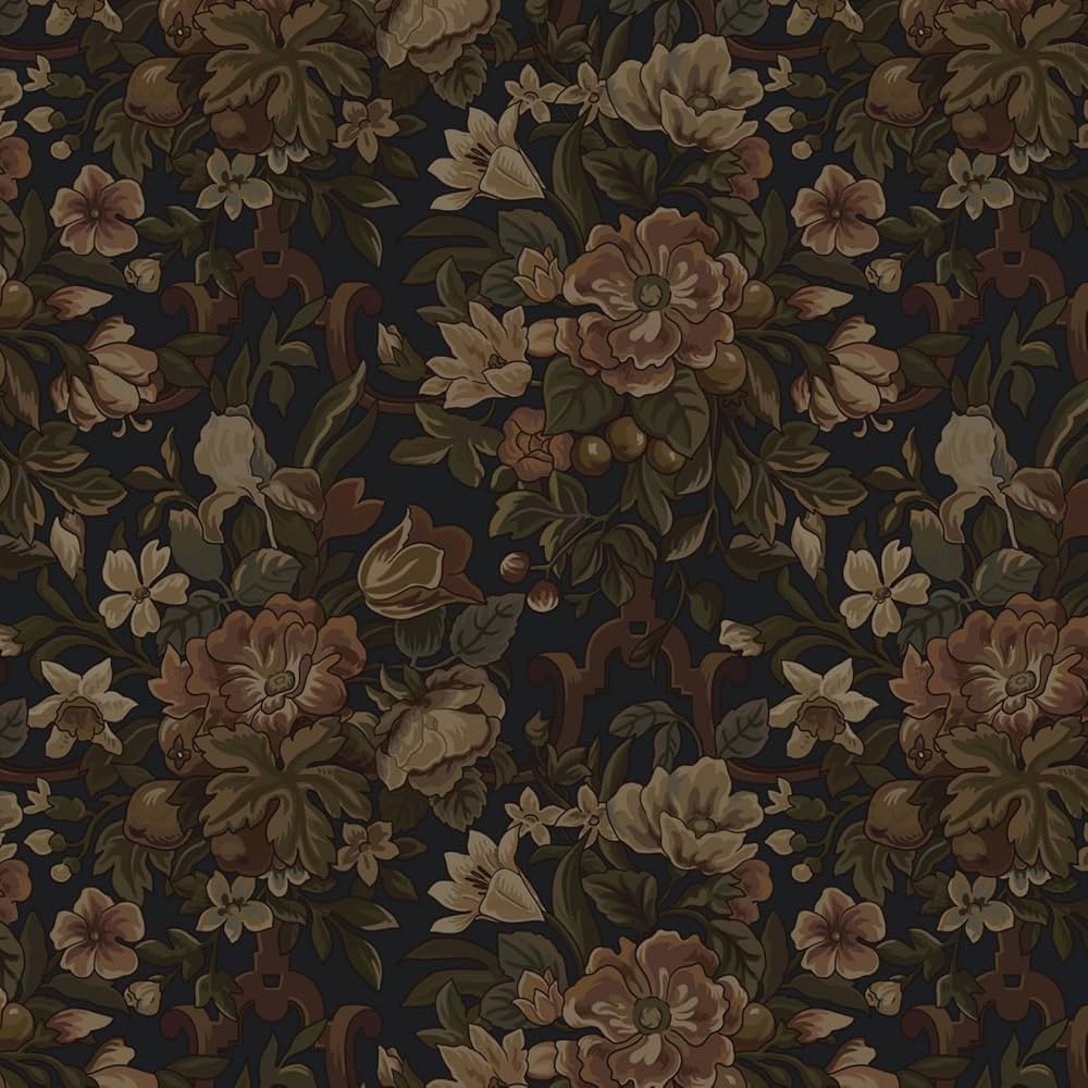 Dimoon Vintage Wallpaper Peel and Stick Dark Blue Floral Wallpaper 16.1"x236"Flower Leaf Contact ... | Amazon (US)