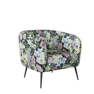 Copper Grove Cavadias Button-Tufted Upholstered Barrel Chair (Soft Black Modern Floral) | Bed Bath & Beyond
