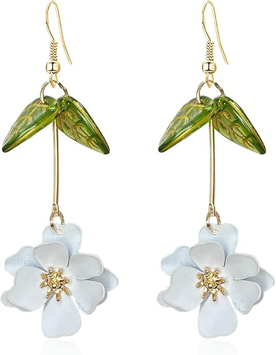 Boho Flower Dangle Earrings Cute Green Leaf Fairy Statement Summer Refreshing Seaside Idyllic Hol... | Amazon (US)