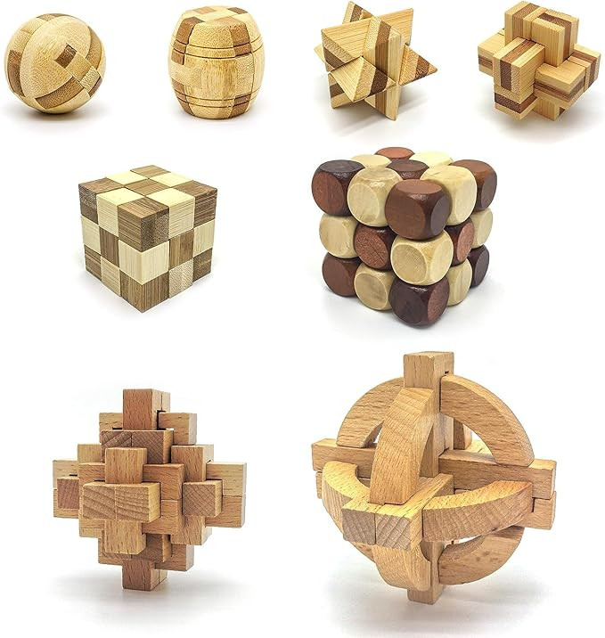 PicassoTiles 8 Styles Interlocking Sensory Toys Wooden Burr Cube, Ball and Barrels Logic Skill Ge... | Amazon (US)