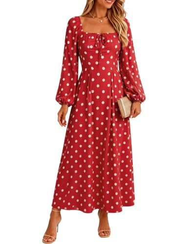 FOMELY Polka Dot Dress for Women Vintage Maxi Beach Vacation Milkmaid 2026 | Amazon (US)