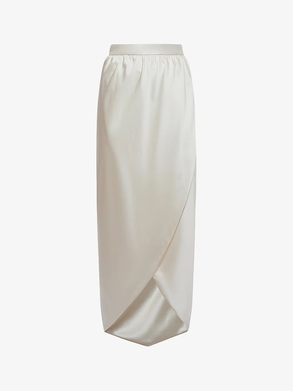 Tyra wrap-over silk midi skirt | Selfridges