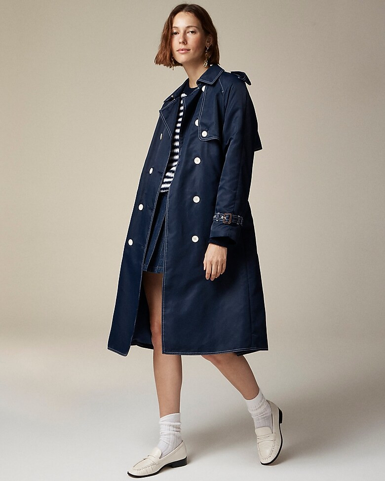 Petite lightweight nylon trench coat | J. Crew US
