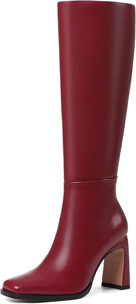 Knee High Boots for Women Square Toe Chunky Heel Leather Tall Fall Winter Fashion Dress Long Boot... | Amazon (US)