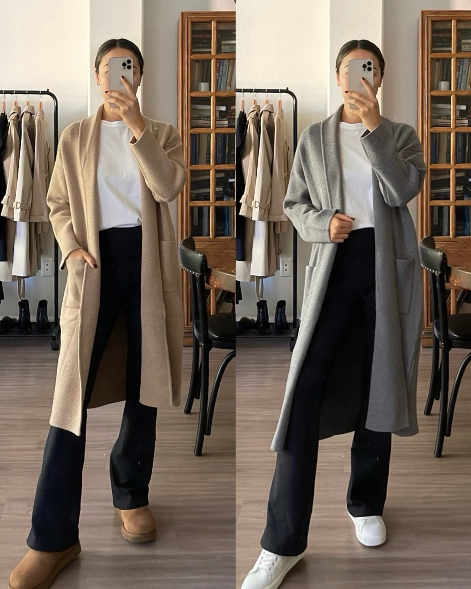 Styling the mango coatigan in two colors

• coatigan - wearing xs, available in four colors

Fall style / comfy outfit/ coatigan / flare leggings / UGGs / sneakers#LTKstyletip

#LTKSeasonal