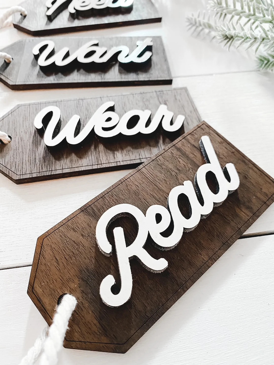 Want, Need, Wear, Read Wood Reusable Keepsake Gift Tags | Christmas Tags | Wood Gift Tags | Want ... | Etsy (US)