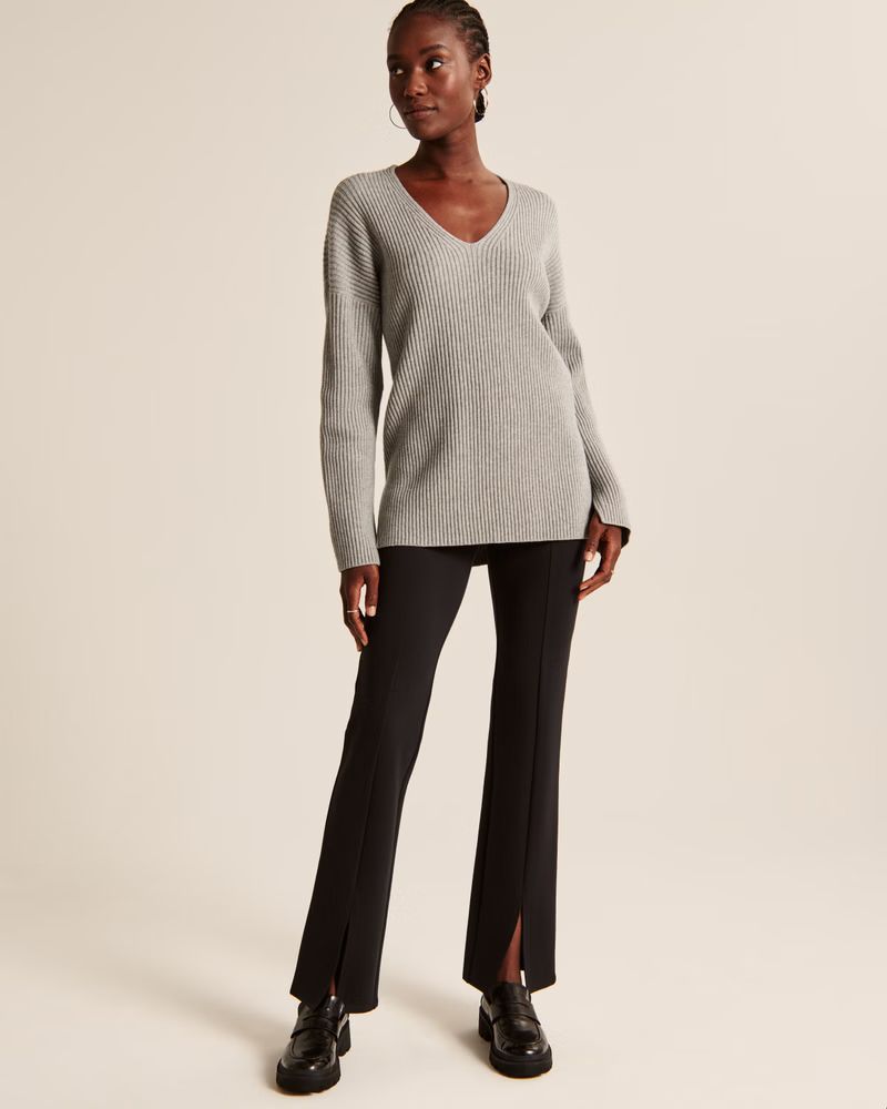 Women's LuxeLoft Oversized Spliced V-Neck Sweater | Women's | Abercrombie.com | Abercrombie & Fitch (US)