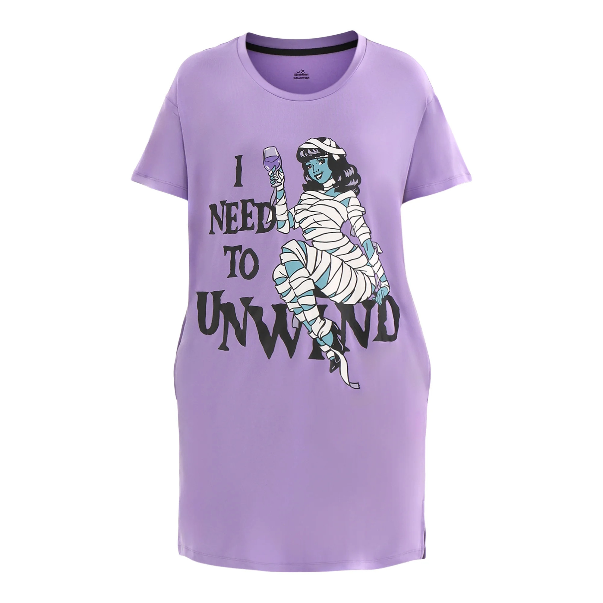 Halloween Women's Printed Sleepshirt Top and Socks Set from Way to Celebrate, 2-Piece, Sizes XS-3... | Walmart (US)