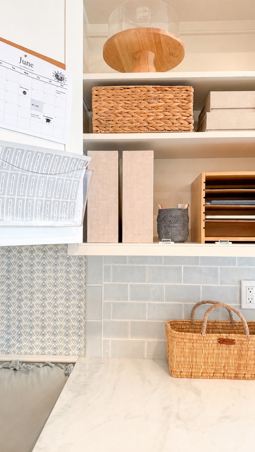 Instead of letting mail collect on the counter, give it a dedicated home behind closed doors. Just don’t forget the first step-go through it as it comes in, recycle what you don’t need, and only keep what requires action. That way it doesn’t piled up and become overwhelming. Less on the counter. Less on your mind

#LTKmomlife #LTKHome #LTKSeasonal