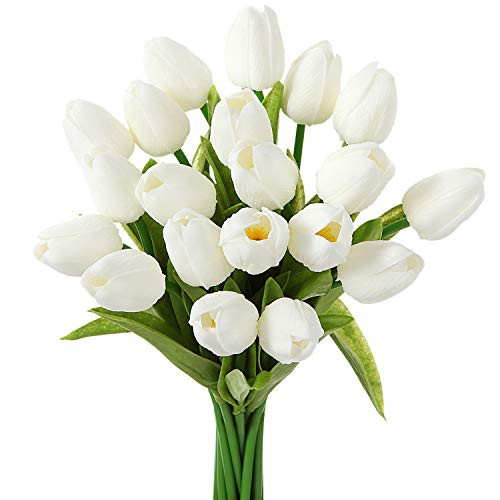 EZFLOWERY 10 Heads Artificial Tulips Flowers Real Touch Arrangement Bouquet for Home Room Office ... | Amazon (US)