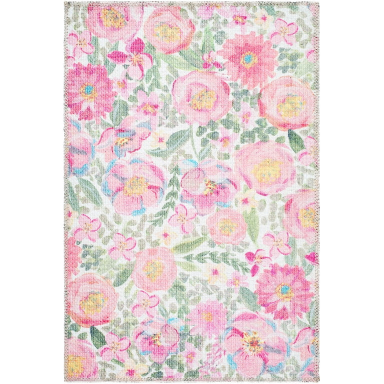 My Texas House Delaney Floral Indoor Washable Scatter Rug - Walmart.com | Walmart (US)