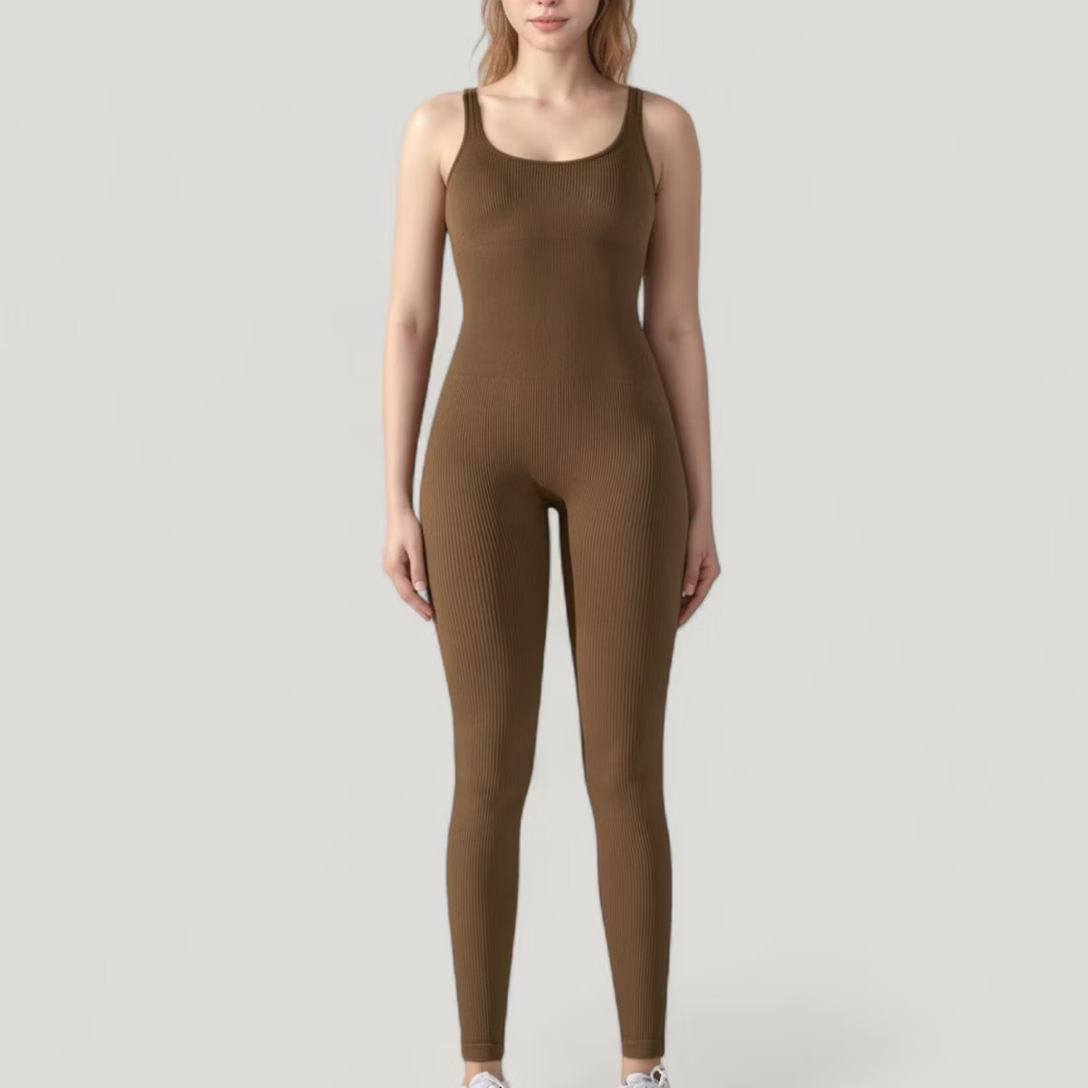 Anna-Kaci Active Women's Ribbed Knit Sleeveless Jumpsuit with Scoop Neckline and Bodycon Fit | Target