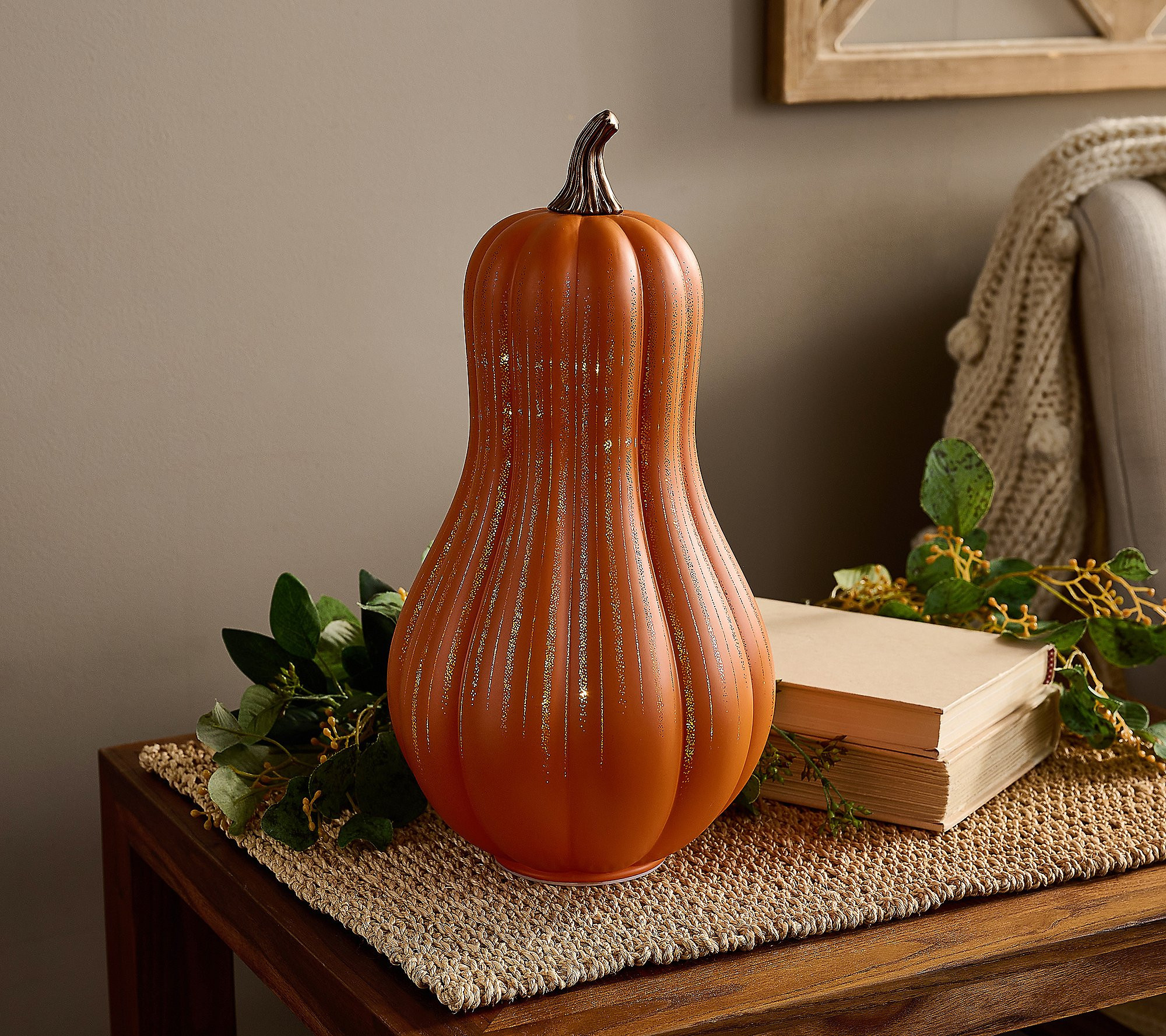 13" Illuminated Starry Night Glass Gourd by Valerie | QVC
