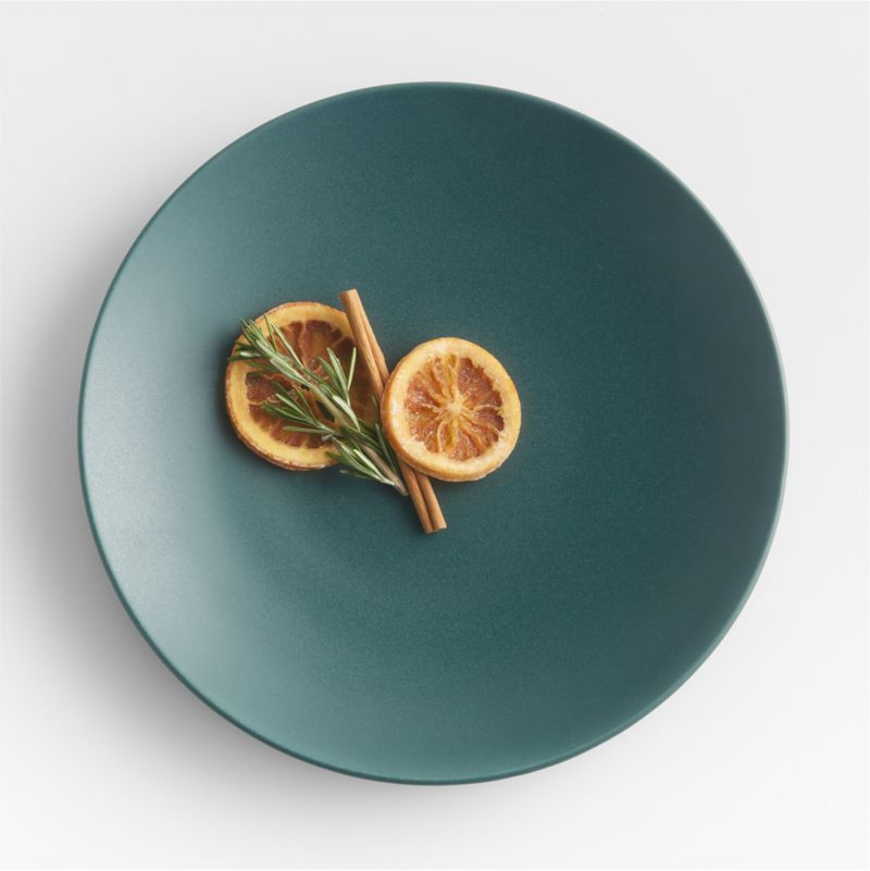 Craft Holiday Christmas Forest Green Dinner Plate | Crate & Barrel | Crate & Barrel