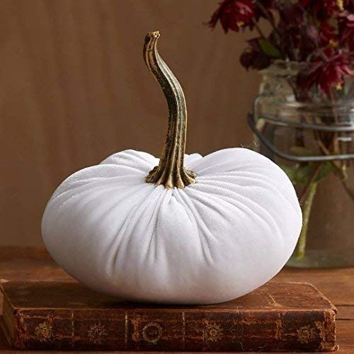 Small Velvet Pumpkin White, Handmade Home Decor, Holiday Mantle Decor, Fall Halloween Thanksgivin... | Amazon (US)