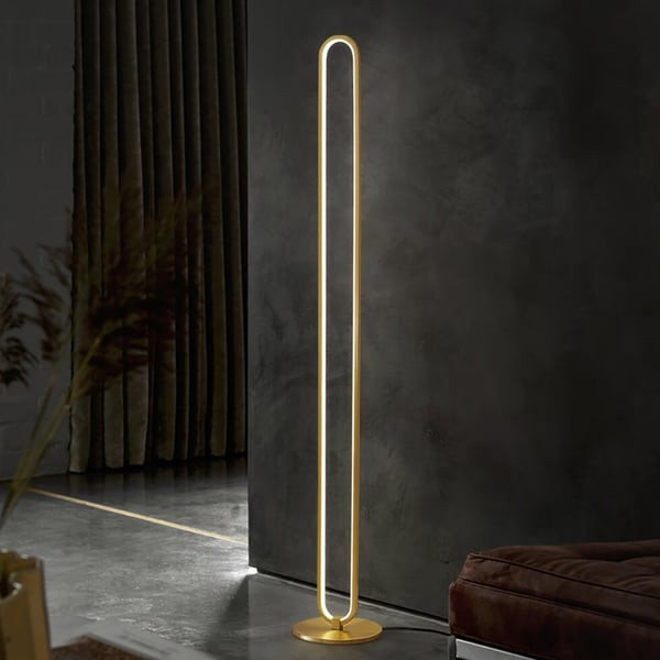 Modern Linear LED Floor Lamp Gold Metal Base Brass Standing Lamp-Homary | Homary