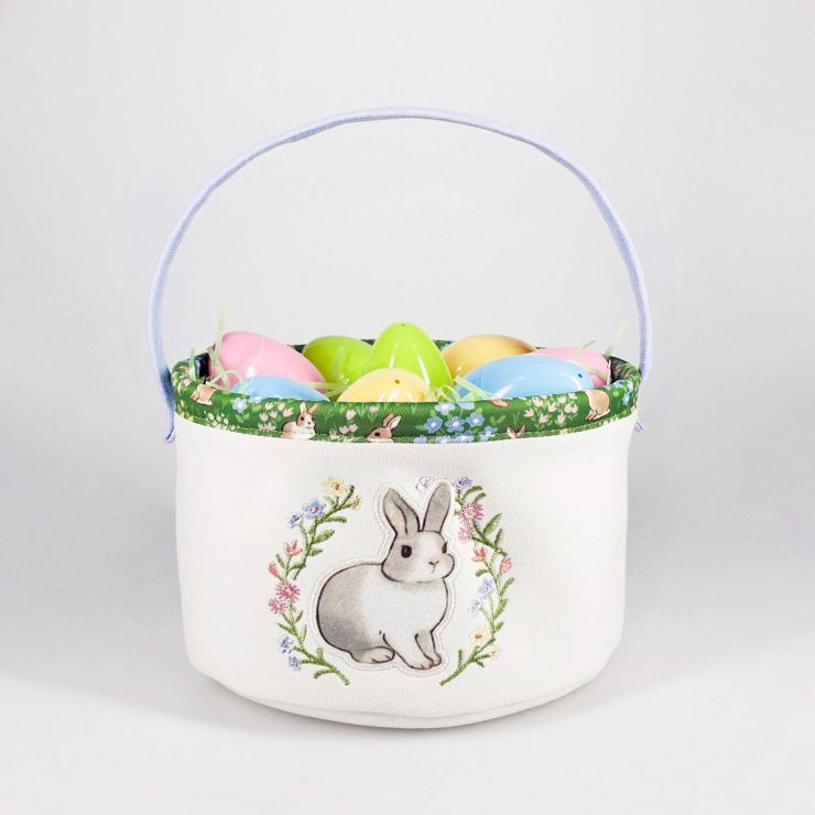 Round Canvas Embroidery Decorative Easter Basket with Bunny - Spritz™ | Target