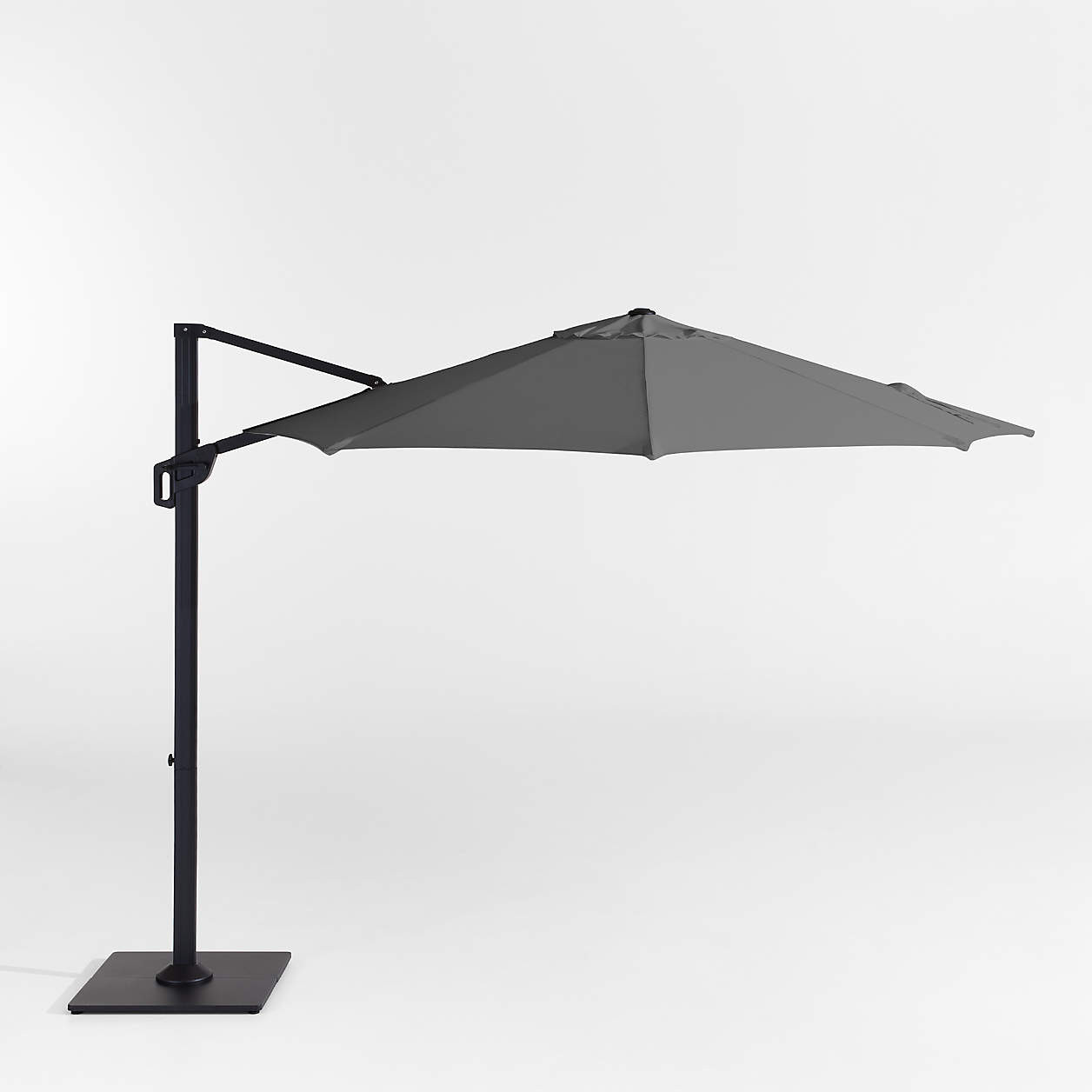 10' Round Sunbrella Cast Charcoal Grey Cantilever Outdoor Patio Umbrella with Black Metal Frame +... | Crate & Barrel