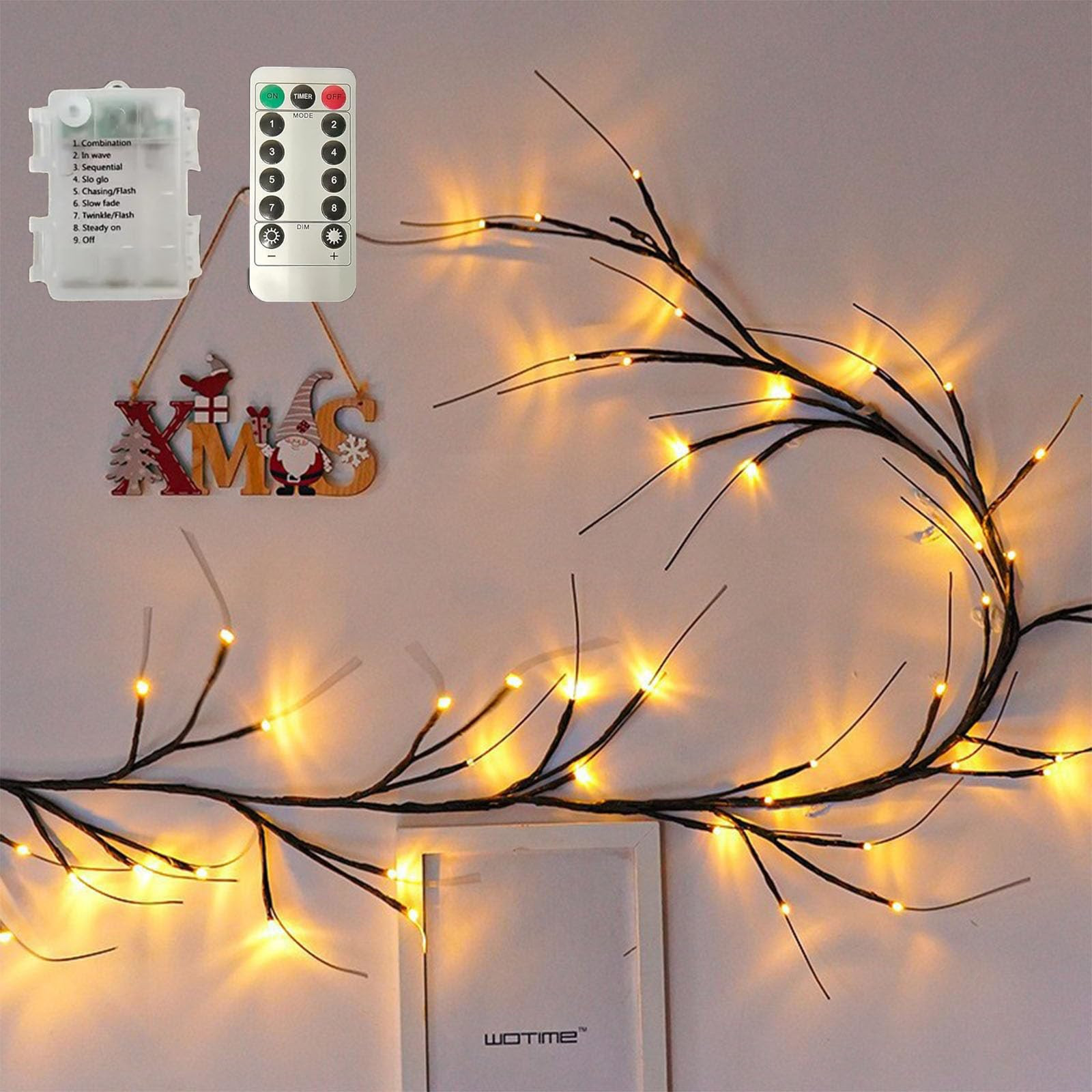 binray Prelit Branch Garland,Pre Lit Branch Garland,Lighted Christmas Garland with Birch Branches 6ft 48 Warm Lights Timer,Twinkle Battery Operated LED Garland Decorations for Party Mantle(Brown) | Amazon (US)