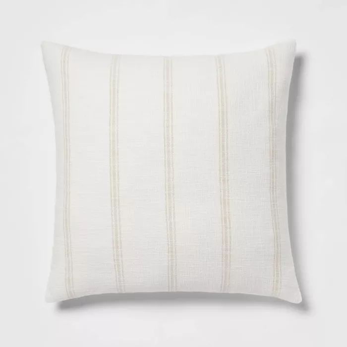 Oversized Woven Striped Square Throw Pillow Cream/Neutral - Threshold&#8482; | Target