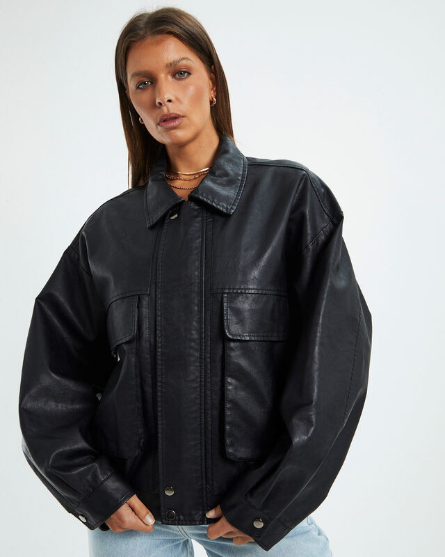 Jen Oversized Patch Pocket Jacket Black | General Pants