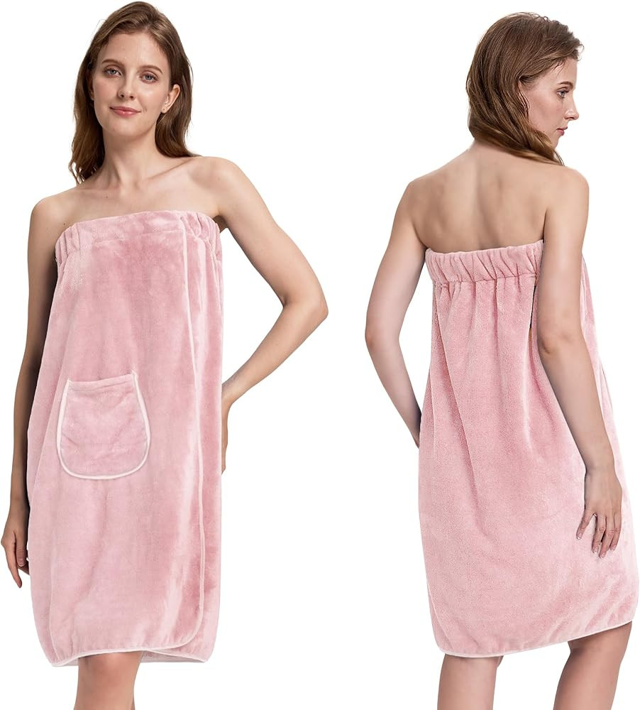PJGGZ Towel Wrap for Women, Three Adjust Clasps Closure Bath Wraps After Shower Spa Sauna Bathrob... | Amazon (US)