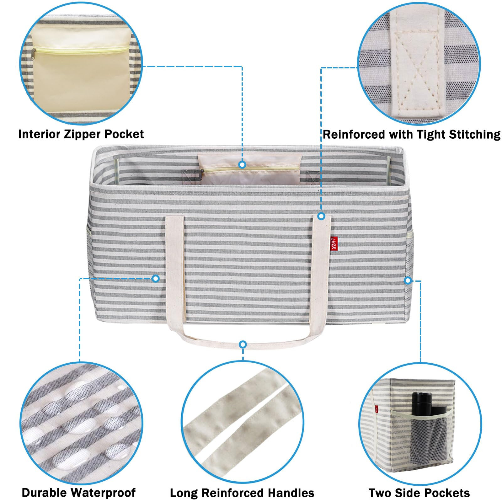 LHZK Standing Extra Large Utility Tote Bag with Metal Wire Frame and the Sides Rinforced, Extra L... | Amazon (US)