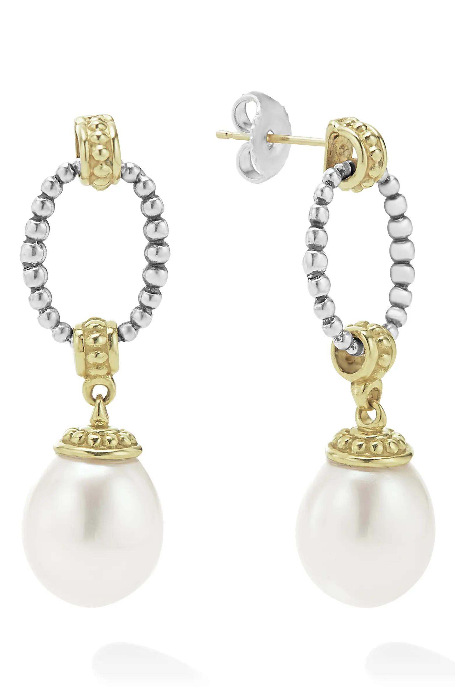 Luna Freshwater Pearl Drop Frontal Hoop Earrings | Nordstrom