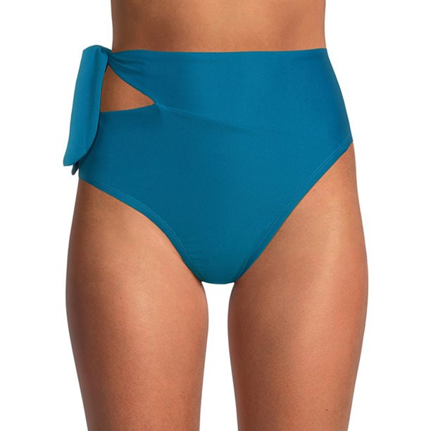 Time and Tru Women's and Women's Plus Solid High Waist Sash Tie Swim Bottom - Walmart.com | Walmart (US)