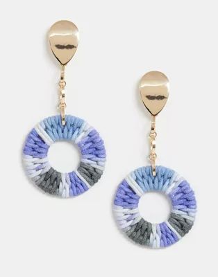 ASOS DESIGN earrings with COLORFUL woven open circle drop in gold tone | ASOS US