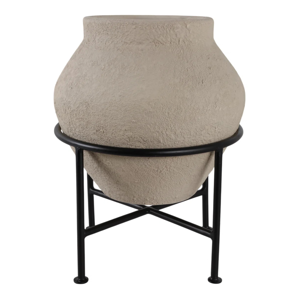 Planter On Stand Pottery Terracotta With Metal Base Decorative Pot With Stand Handcrafted Pottery Vessel Garden Accent Rustic Pottery On Metal Stand Decor | Wayfair North America