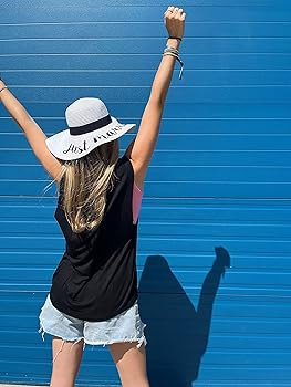 Funky Junque Women’s UPF 50 Bold Cursive Embroidered Adjustable Beach Floppy Sun Hat | Amazon (US)