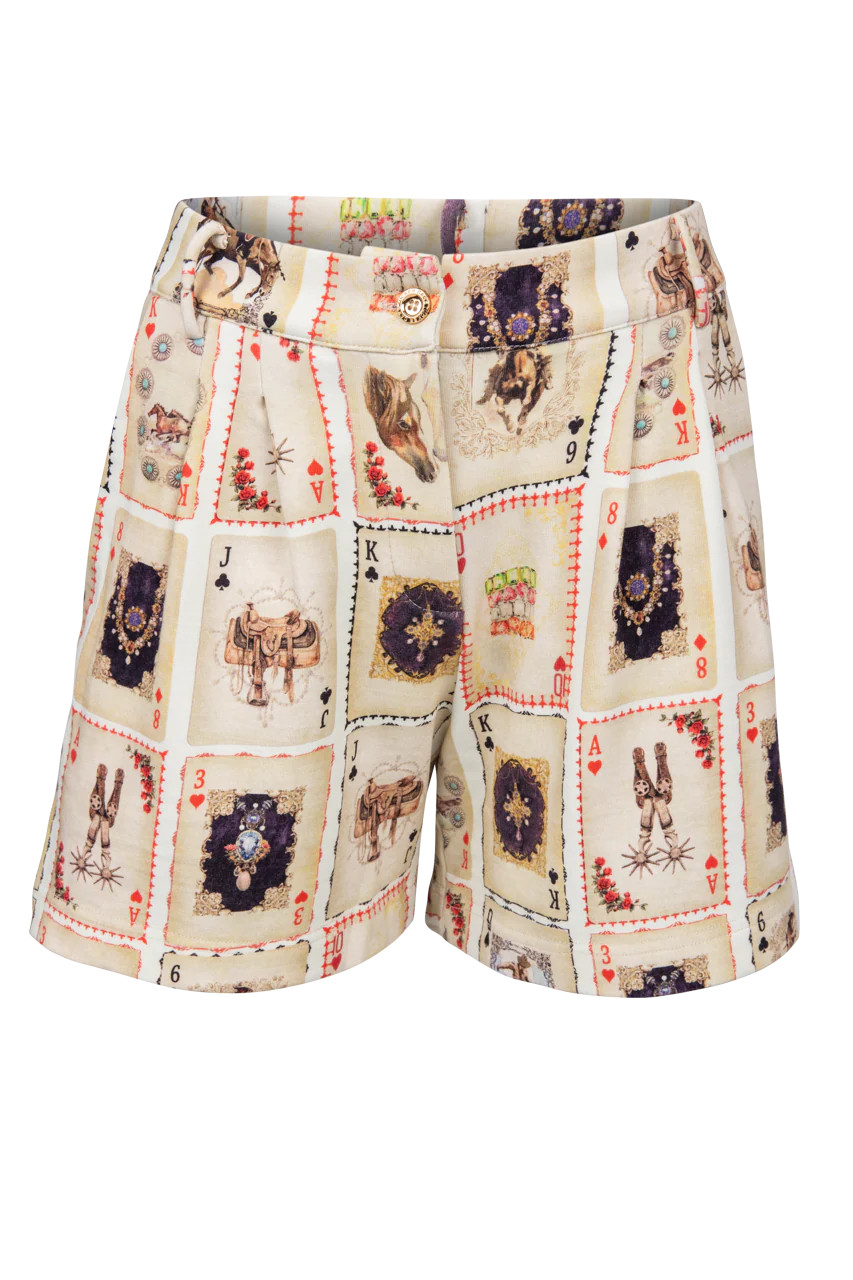 Western Cards Printed Shorts | Pinto Ranch