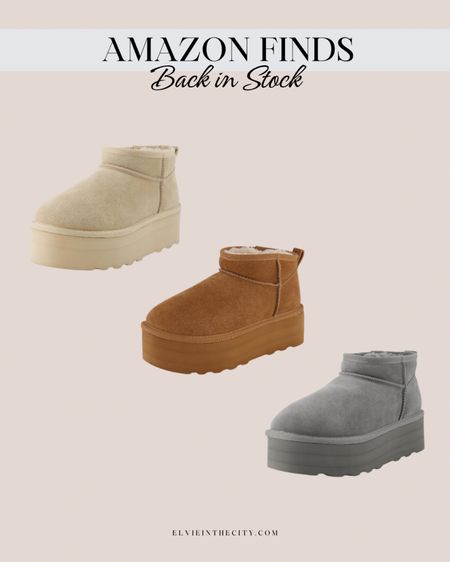 These genuine suede pull on platform boots are back in stock in all sizes and a bunch of colors!

Ugg look for less, slippers, gifts for her, gifts for mom, gifts under 100

#LTKGiftGuide #LTKshoecrush #LTKfindsunder100